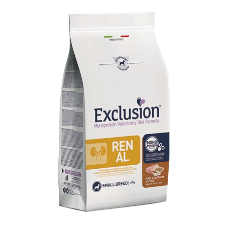 exclusion diet small renal maiale sorgo riso 2 kg per cani