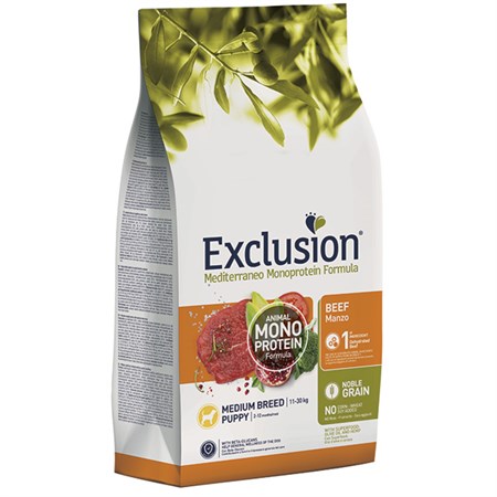exclusion mediterraneo puppy medio manzo 3 kg