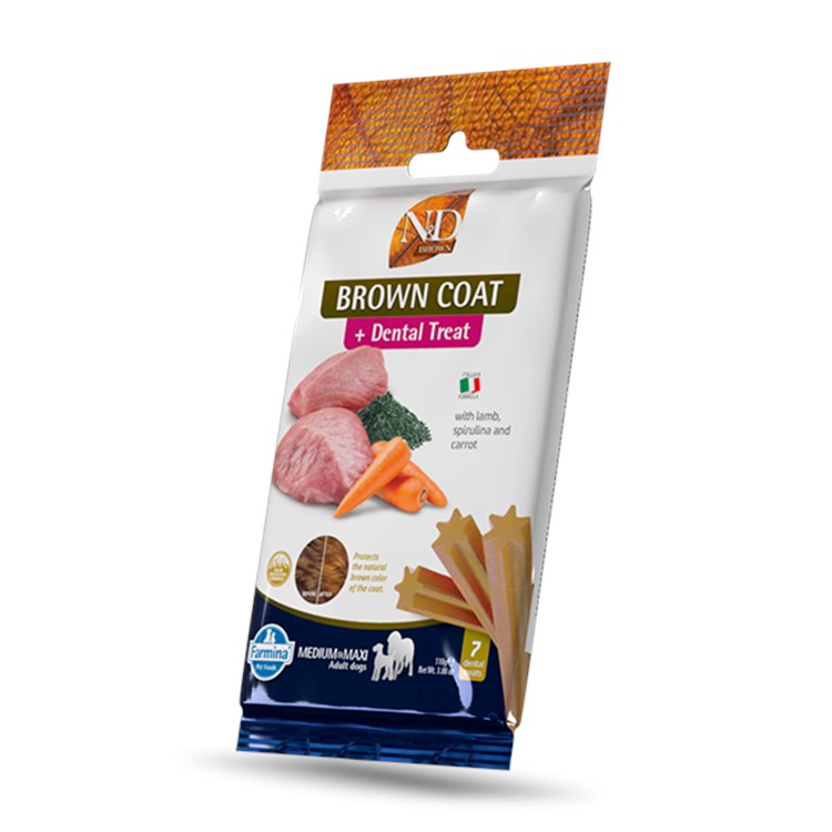 Farmina Dog Brown Coat Dental Treat Medium Maxi 110 gr Snack Per Cani Manto Marrone