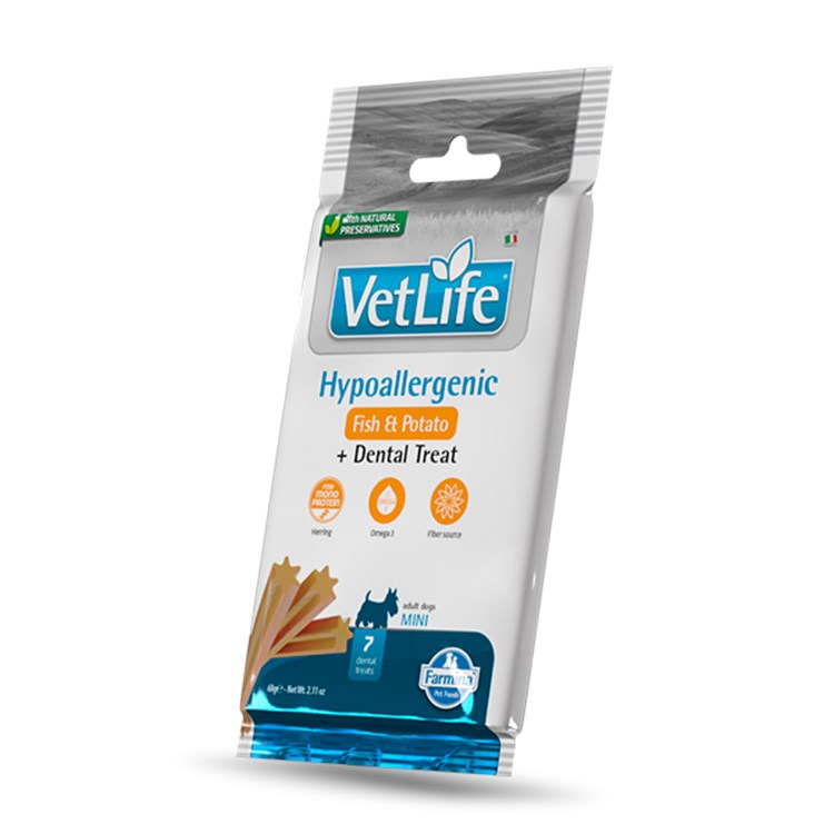 Farmina Dog VetLife Dental Treat Hypoallergenic Fish Mini 60 gr Snack Per Cani