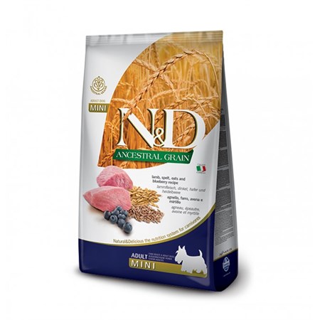farmina nd ancestral low grain adult mini agnello e mirtillo 7 kg