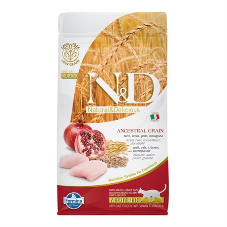farmina n d ancestral low grain neutered pollo e melograno 300 gr per gatti sterilizzati