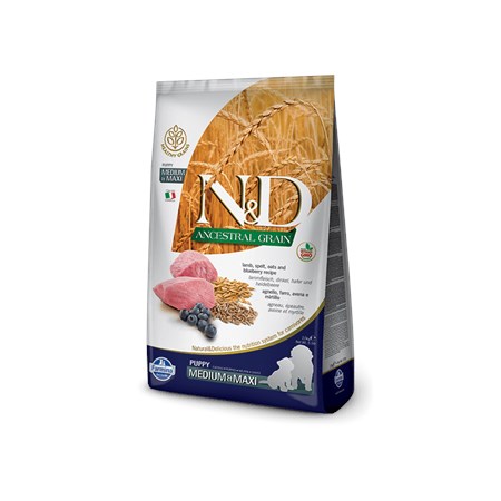 farmina n d ancestral low grain puppy medium maxi agnello mirtillo 12 kg