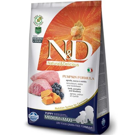 farmina nd grain free pumpkin puppy medium maxi agnello zucca mirtillo 12 kg danneggiato