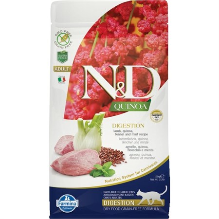 farmina n d grain free quinoa digestion agnello 1 5 kg per gatto