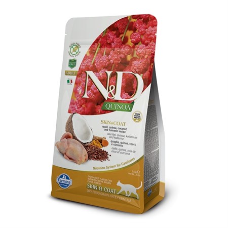 farmina n d grain free quinoa skin coat quaglia 1 5 kg gatto