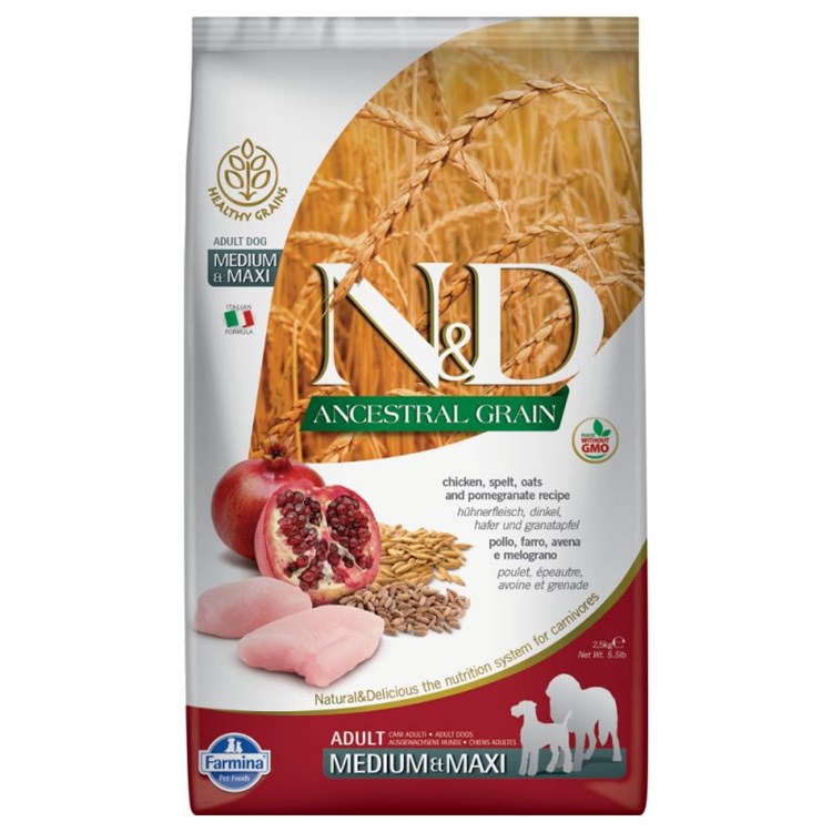 Farmina N/D Low Ancestral Grain Medium Maxi Adult Pollo e Melograno 2,5 kg Per Cani