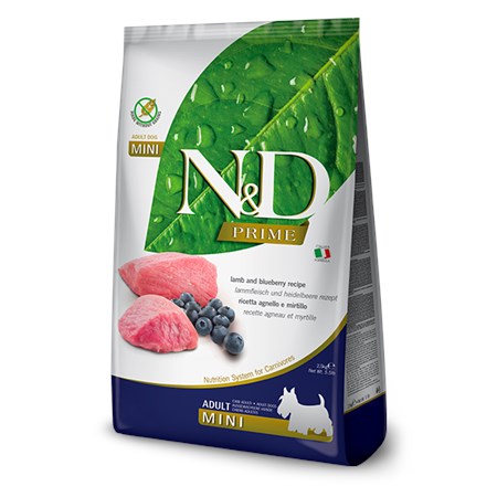 farmina nd prime grain free adult mini agnello e mirtillo 2 5 kg crocchette per cani