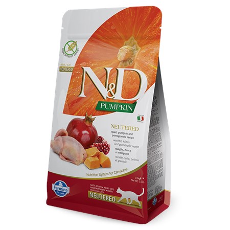 farmina n d pumpkin neutered quaglia zucca melograno 300 gr grain free per gatti