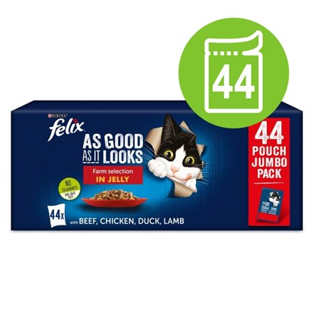 felix le ghiottonerie pollo manzo salmone e tonno 44 x 100 gr multipack