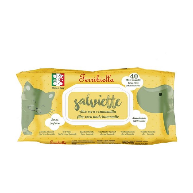 Ferribiella 40 Salviette Detergenti Aloe Vera e Camomilla