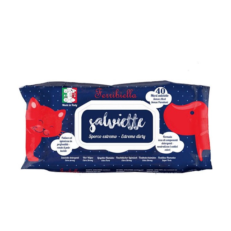 Ferribiella 40 Salviette Detergenti Sporco Estremo Extra Strong Nuetralizza i Cattivi Odori