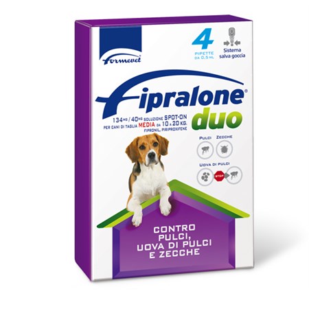 fipralone cane duo 10 20 kg antipulci antizecche 4 pipette