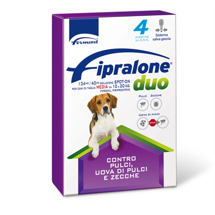 Fipralone Cane Duo 10-20 Kg Antipulci Antizecche 4 Pipette