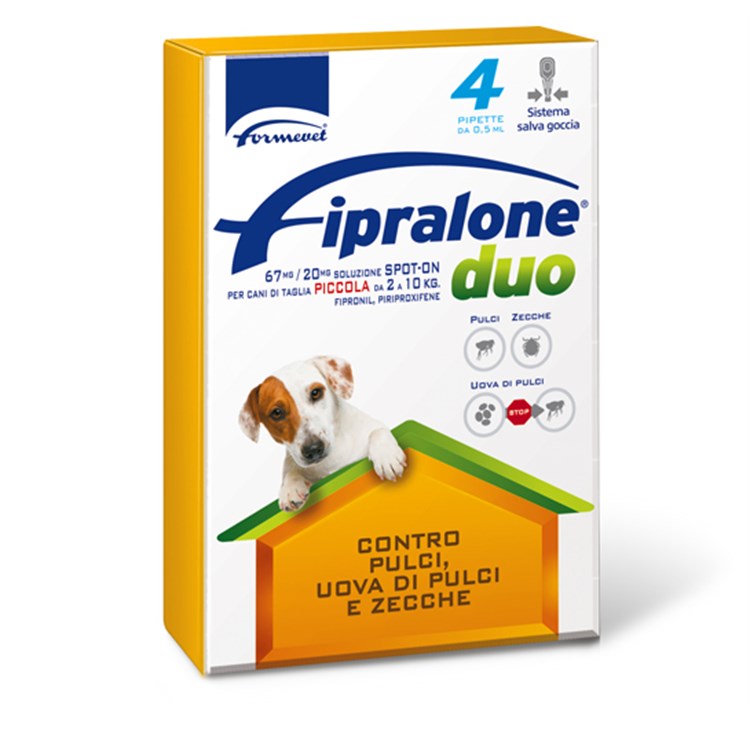 Fipralone Duo Cane 2-10 Kg Antipulci Antizecche 4 pipette