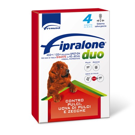 fipralone duo cane 40 60 kg antipulci antizecche 4 pipette