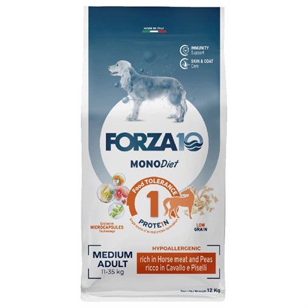 forza 10 medium diet cavallo e piselli 12 kg crocchette per cane danneggiato