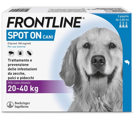 Frontline SPOT ON Taglia L 20-40 Kg - Antiparassitario per cane cani - 3 pipette in Cani
