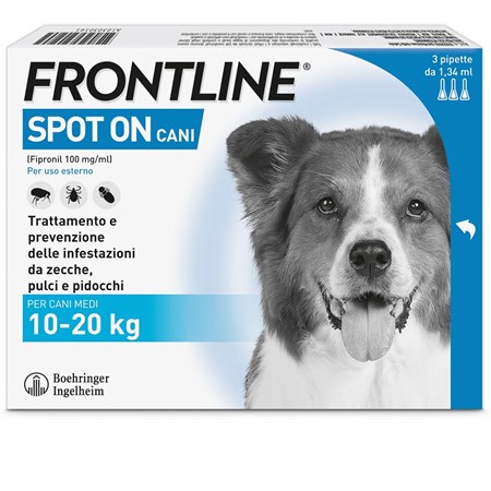 Frontline SPOT ON Taglia M 10-20 Kg - Antiparassitario per cane cani - 3 pipette in Cani