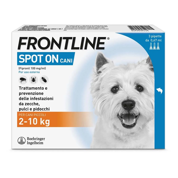 Frontline SPOT ON Taglia S 2-10 Kg - Antiparassitario per cane cani - 3 pipette