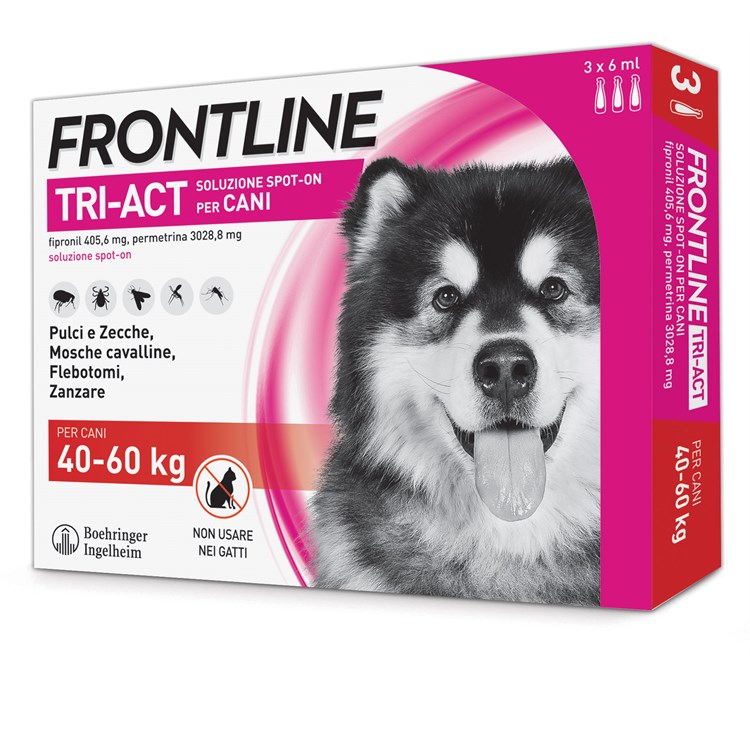 Frontline Tri Act 40 - 60 kg 3 Pipette Antiparassitario Per Cane