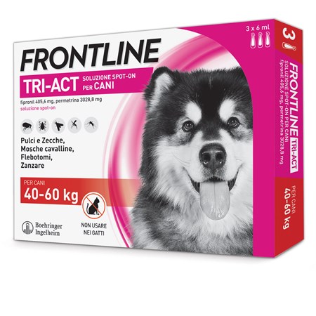 Frontline Tri Act 40 - 60 kg 6 Pipette Antiparassitario Per Cane in Cani