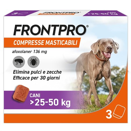frontpro 3 compresse masticabili 25 50 kg 136 mg per cani