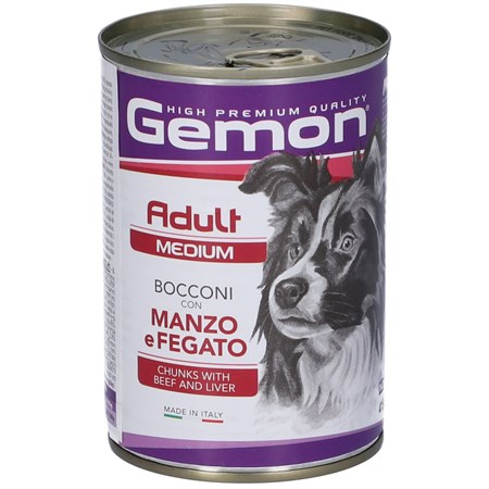 gemon adult medium bocconi manzo e fegato 415 gr barattolo umido cane