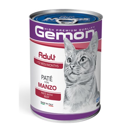 gemon cat adult pate manzo 400 gr barattolo cibo umido gatti