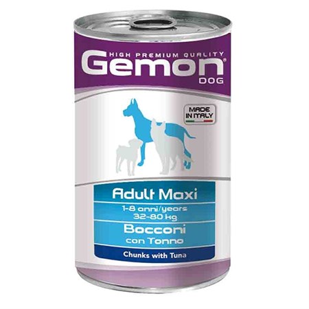 Gemon Adult Maxi Bocconi con Tonno 1250gr Barattolo Per cani in Cani