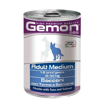 Gemon Adult Medium Bocconi con Tonno e Salmone 415 gr umido Cane in Cani