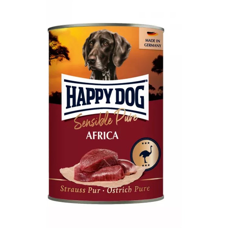 Happy Dog Sensible Africa Struzzo Puro 400 gr Cibo Umido Per Cani