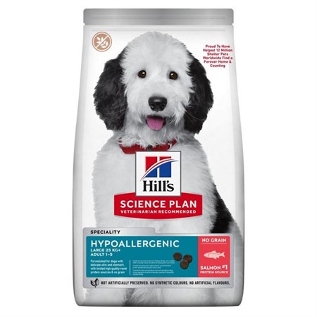 hill s science plan hypoallergenic adult large breed salmone 14 kg grain free per cani