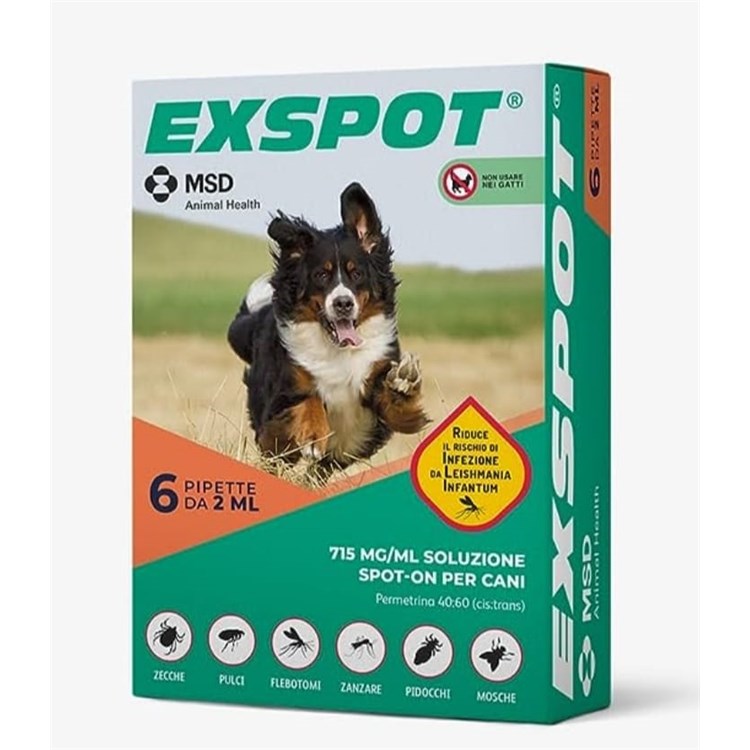 Exspot 6 Pipette 2 ml Antiparassitario Per Cani