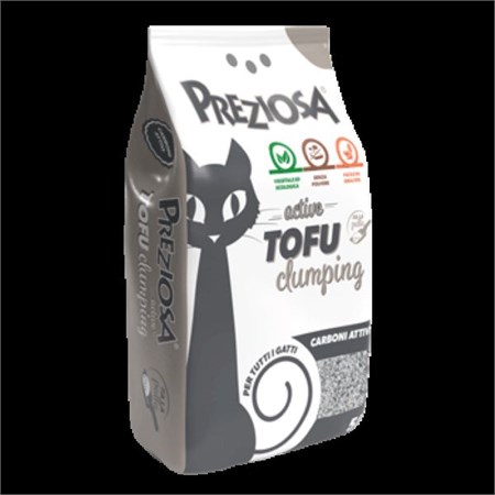 lettiera preziosa al tofu agglomerante con carboni attivi 5 lt per gatti