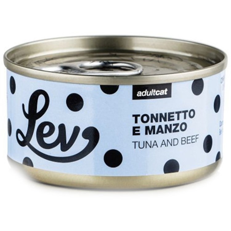 Lev Adult Cat Tonnetto Manzo 70 gr Lattina Umido Gatti