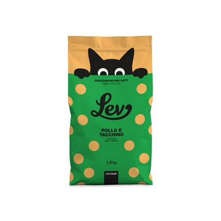 lev adult sterilised cat pollo e tacchino 15 kg crocchette per gatti sterilizzati