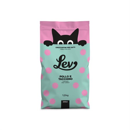 lev cat kitten pollo e tacchino 15 kg crocchette per gattini