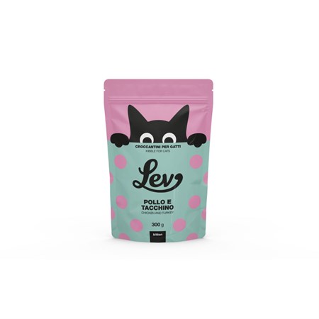 lev cat kitten pollo e tacchino 300 gr crocchette per gattini