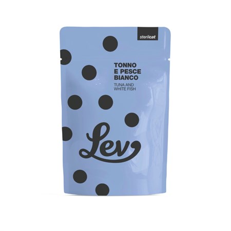 lev cat sterilised tonno e pesce bianco 60 gr bustina per gatti