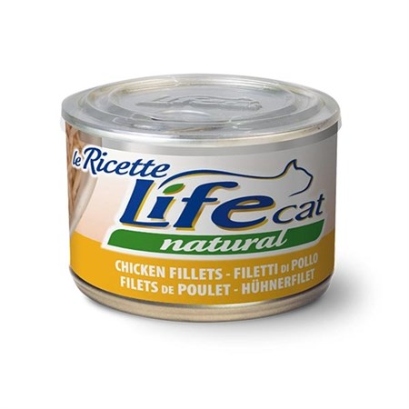 life cat le ricette natural filetti di pollo 150 gr scatoletta gatti
