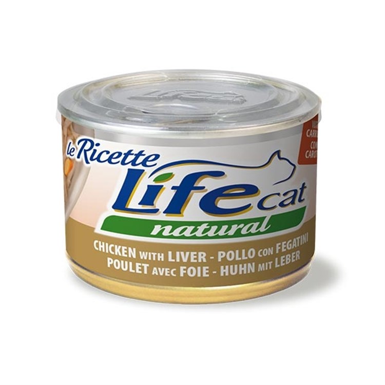 Life Cat Le Ricette Natural Pollo Fegatini 150 gr Scatoletta Gatti