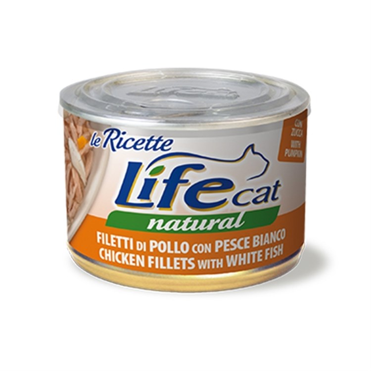 Life Cat Le Ricette Natural Pollo Pesce Bianco 150 gr Scatoletta Gattini