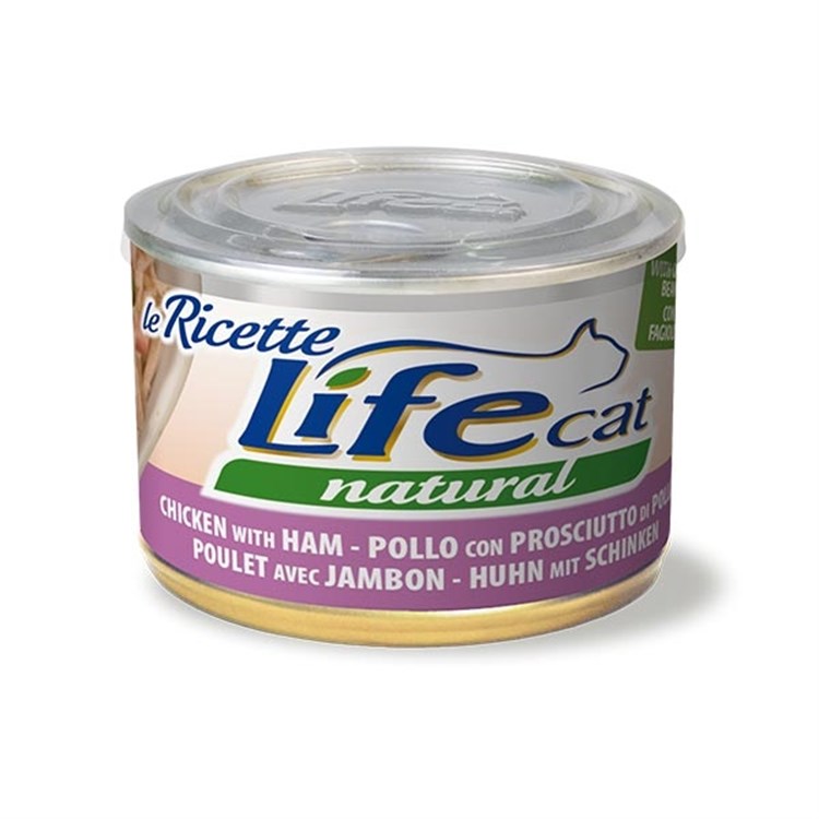 Life Cat Le Ricette Natural Pollo Prosciutto 150 gr Scatoletta Gatti