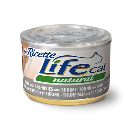 life cat le ricette natural tonno alicette surimi 150 gr scatoletta gatti