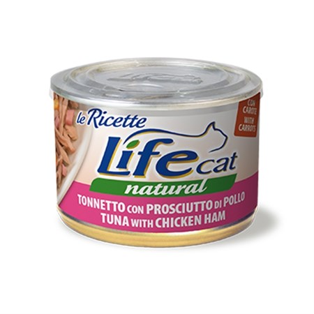 life cat le ricette natural tonno prosciutto di pollo 150 gr scatoletta gatti