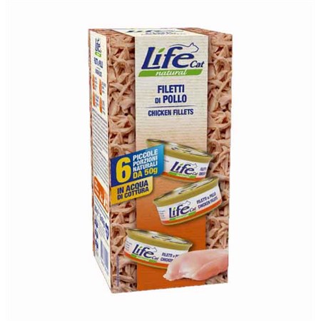 life cat natural pollo 6 x 50 gr multipack umido gatti