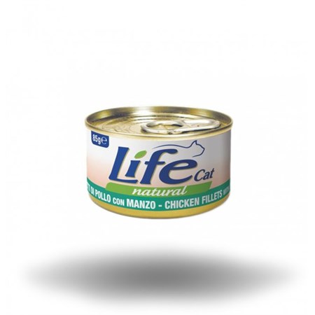life cat natural pollo e manzo 85 gr scatoletta gatti