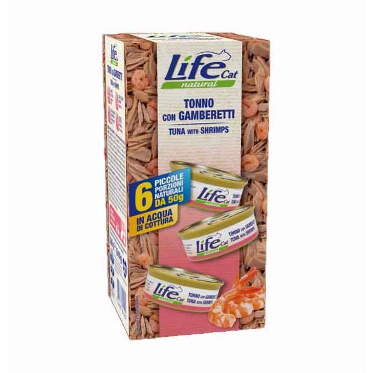 Life Cat Natural Tonno Con Gamberetti 6 x 50 gr Multipack Umido Gatti