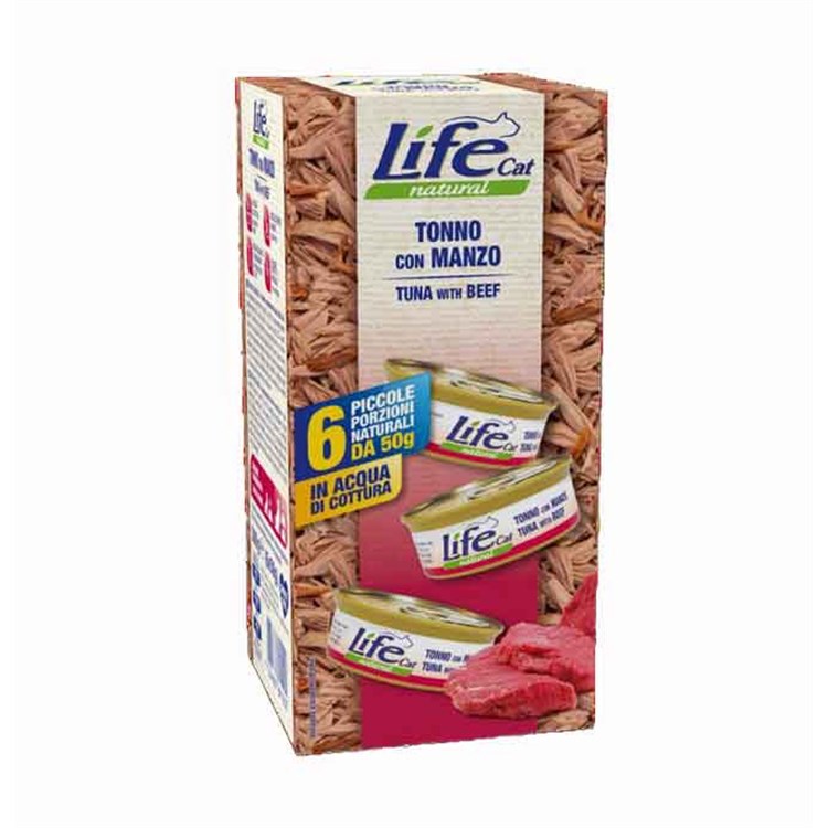Life Cat Natural Tonno Con Manzo 6 x 50 gr Multipack Umido Gatti